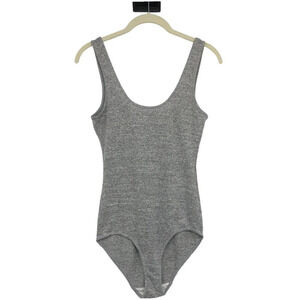 Aritzia Wilfred Free Heathered Grey Leila Blue Scoop Neck One Piece Bodysuit XS